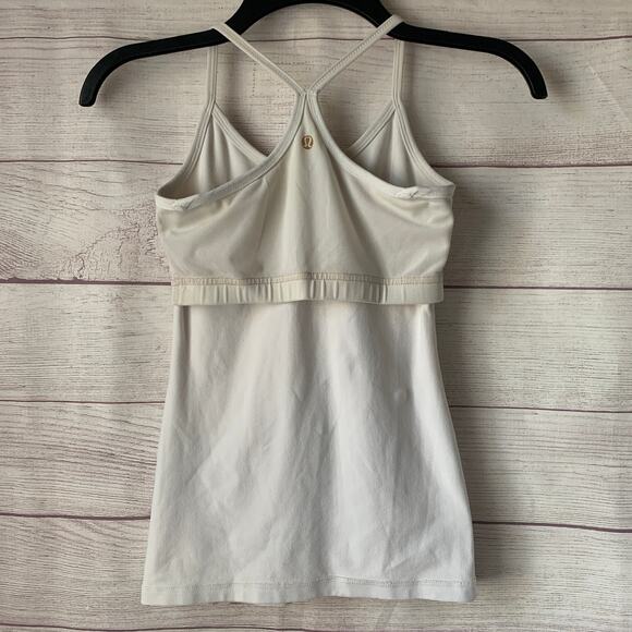 Lululemon White Power Y Tank Top Spaghetti Strap Racerback Built-In Bra - Picture 11 of 16